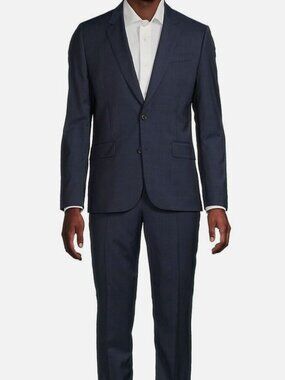 Paul Smith Men's Blue Wool Glen Plaid Soho Two-Button Suit Jacket Size 48R